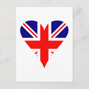 UK Flag Heart Funky Postcard
