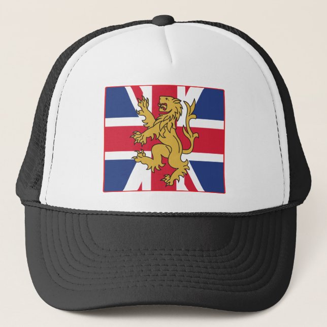 UK Flag Lion Trucker Hat (Front)