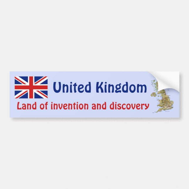 UK Flag + Map Bumper Sticker (Front)