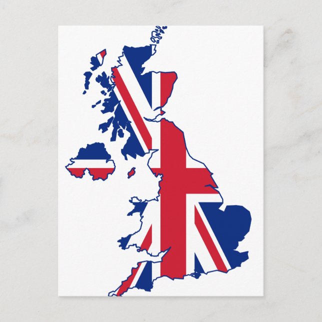 UK Flag Map Postcard (Front)