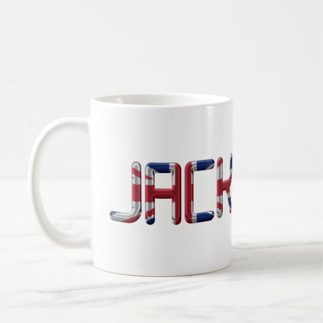 UK Flag Name Union Jack Typography Coffee Mug (Left)