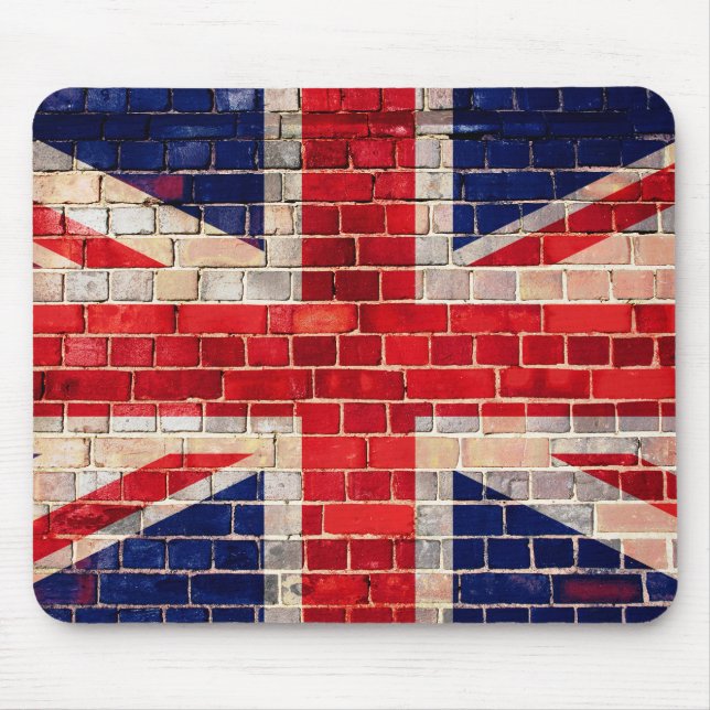 UK flag on a brick wall mousepad (Front)