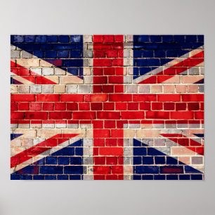 UK flag on a brick wall poster