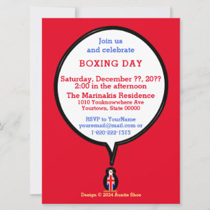 UK Flag Penguin Boxing Day Personalised Gift  Invitation