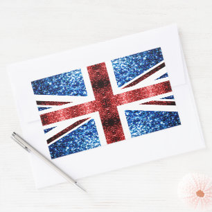 UK flag red and blue sparkles glitters Rectangular Sticker