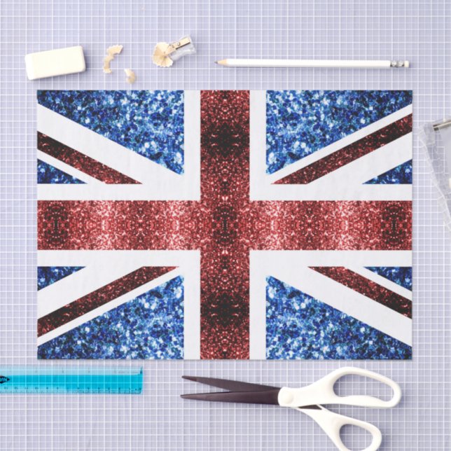 UK flag red and blue sparkles glitters Tissue Paper (Craft)