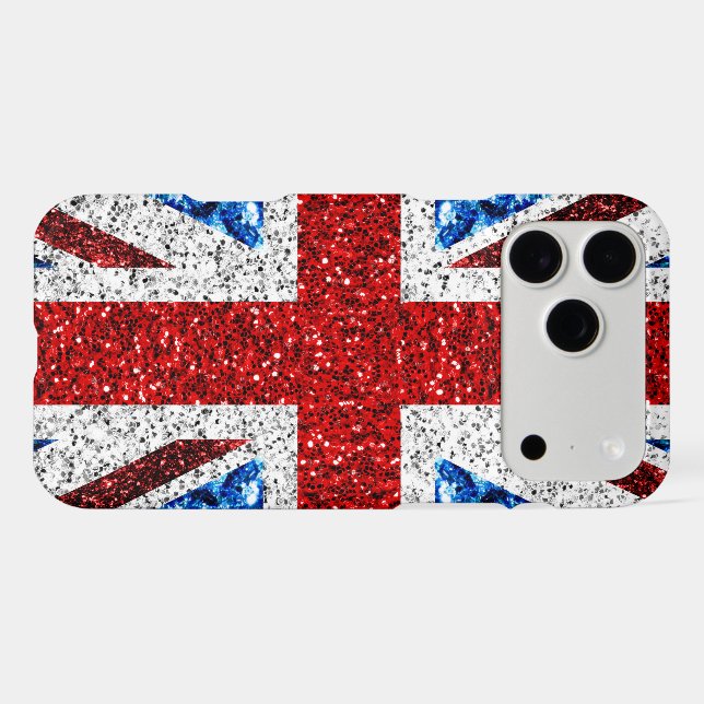 UK flag red blue white sparkles glitters (Back Horizontal)