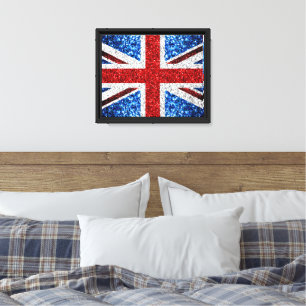 UK flag red blue white sparkles glitters Canvas Print