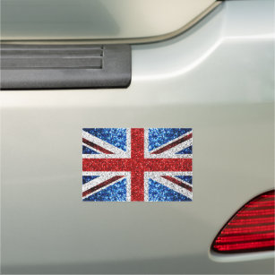 UK flag red blue white sparkles glitters Car Magnet