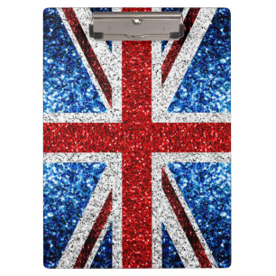 UK flag red blue white sparkles glitters Clipboard