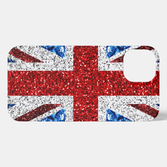 UK flag red blue white sparkles glitters iPhone Case (Back Horizontal)