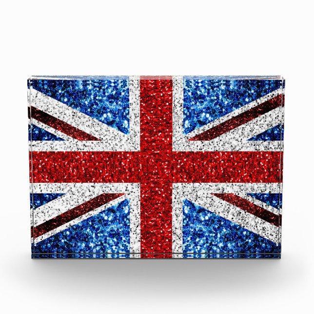 UK flag red blue white sparkles glitters Photo Block (Front)