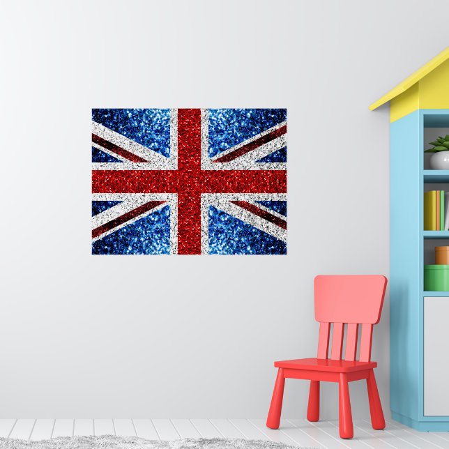 UK flag red blue white sparkles glitters Poster (Nursery 1)