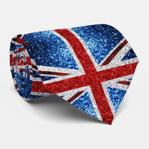 UK flag red blue white sparkles glitters Tie
