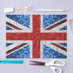 UK flag red blue white sparkles glitters Tissue Paper