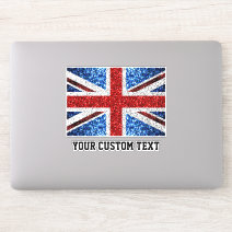 UK flag red blue white sparkles Your custom text
