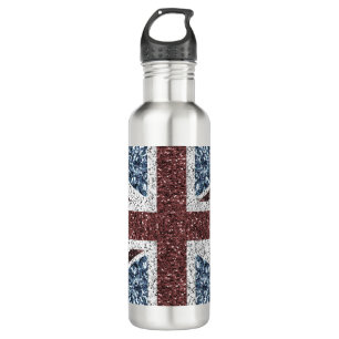 UK flag Rustic vintage sparkles glitters bling 710 Ml Water Bottle