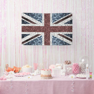 UK flag Rustic vintage sparkles glitters bling Banner
