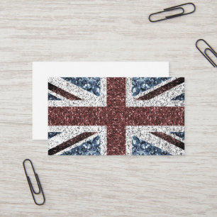 UK flag Rustic vintage sparkles glitters bling Business Card