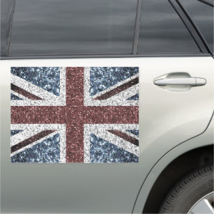 UK flag Rustic vintage sparkles glitters bling Car Magnet