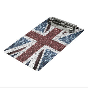 UK flag Rustic vintage sparkles glitters bling Mini Clipboard