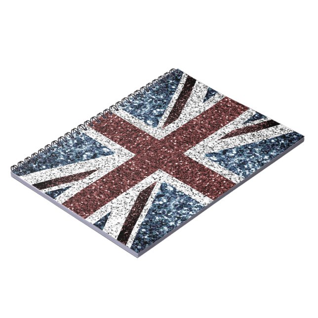 UK flag Rustic vintage sparkles glitters bling Notebook (Left Side)