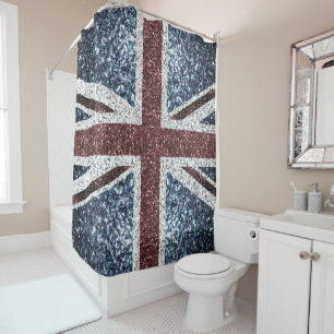 UK flag Rustic vintage sparkles glitters bling Shower Curtain