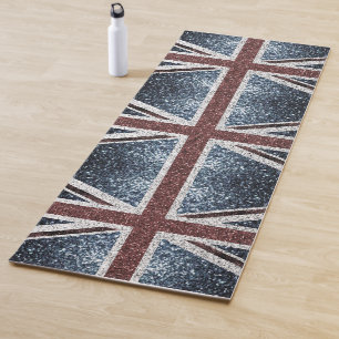 UK flag Rustic vintage sparkles glitters bling Yoga Mat