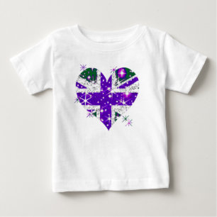 UK Flag sparkly heart kids Baby T-Shirt