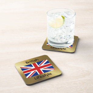 UK Flag+Text Coaster