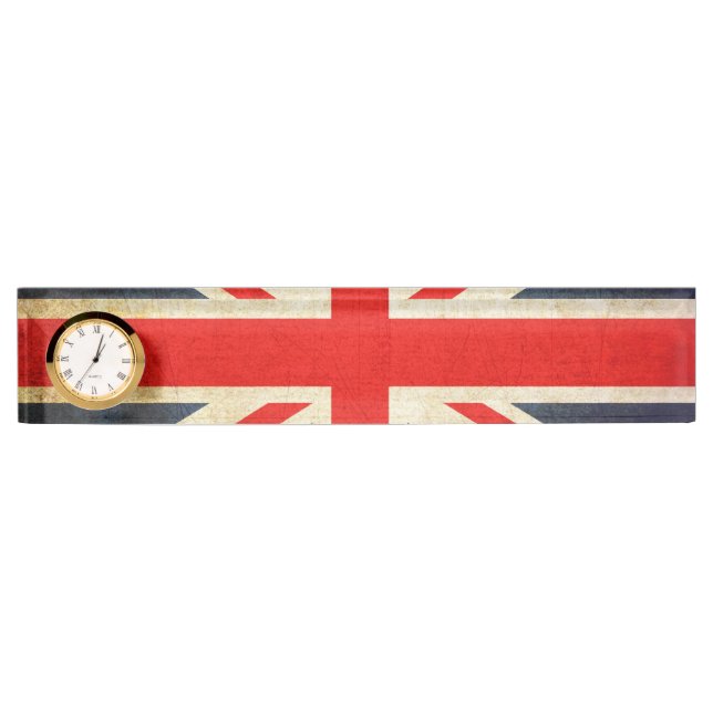 UK Flag Union Jack Desk Nameplate Clock (Front)