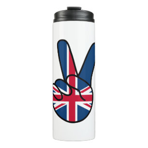 UK Flag V Sign Thermal Tumbler