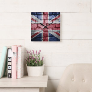 UK flag wall Square Wall Clock