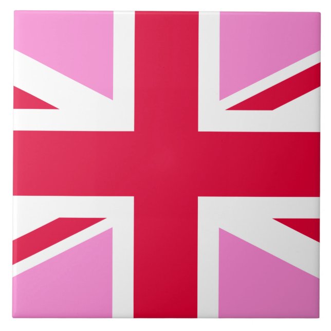 UK Gay Pride (Pink Union Jack) (Gay British Flag) Ceramic Tile (Front)