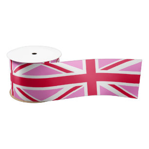 UK Gay Pride (Pink Union Jack) (Gay British Flag) Satin Ribbon