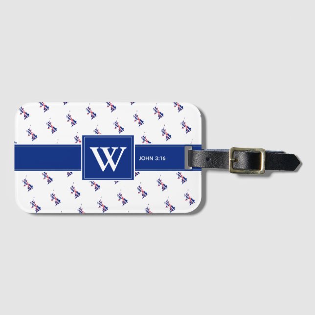 UK GREAT BRITAIN Christian Monogram Luggage Tag (Front Horizontal)