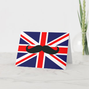 UK Great Britain Flag with Moustache Christmas Car Holiday Card