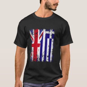 UK Greece Half Flag British Greek Flag Hellas Heri T-Shirt
