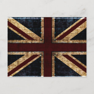 Uk grunge flag postcard
