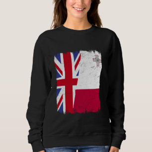 UK Malta Half Flag British Maltese Roots Sweatshirt