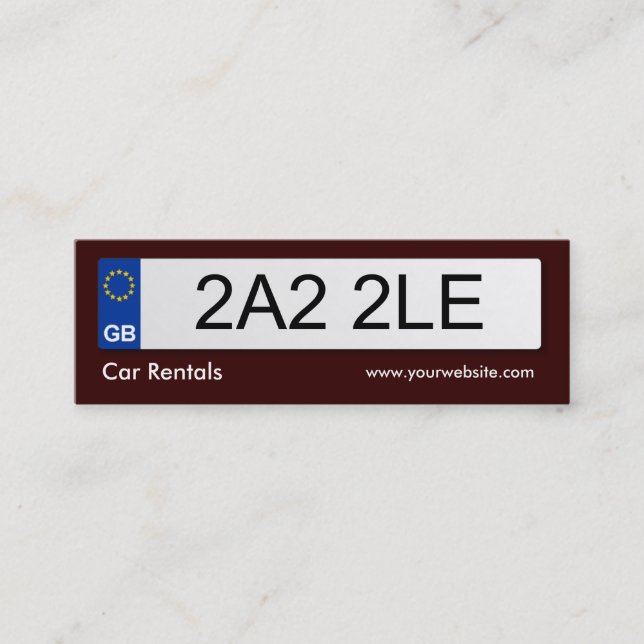 UK Number Plate - Brown Mini Business Card (Front)