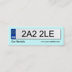 UK Number Plate - Pale Blue Mini Business Card