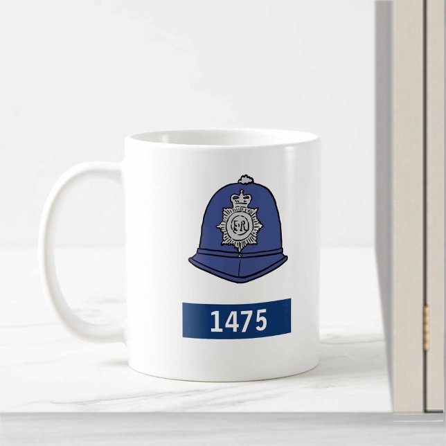 UK Police Constabl with Helmet - Add Badge Number Coffee Mug (Creator Uploaded)