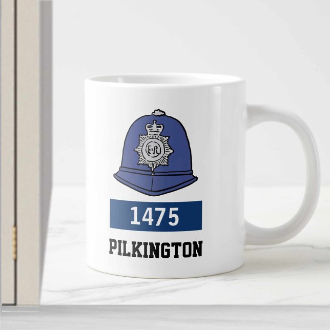 UK Police Constable Helmet - Add Number & Name Large Coffee Mug (Creator Uploaded)