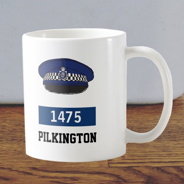 UK Police Flat Cap - Add Number & Name Coffee Mug (Creator Uploaded)