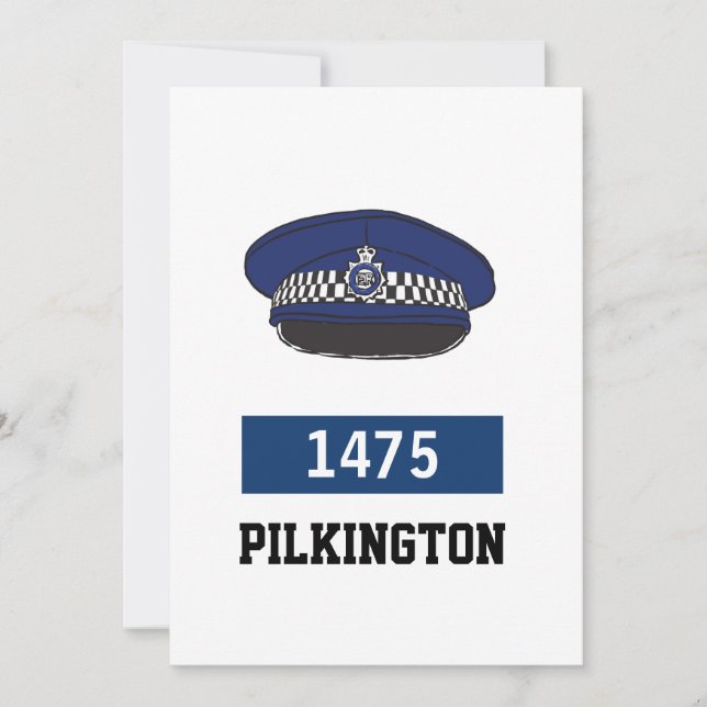 UK Police Flat Cap - Add Number & Name Holiday Card (Front)