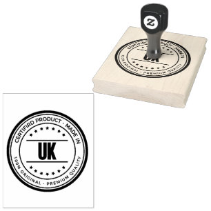 UK Text Manganese Blue Colour Ink Vertical Format Rubber Stamp