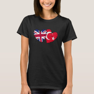 UK Turkey Heart Flag Türkiye British Turkish Frien T-Shirt