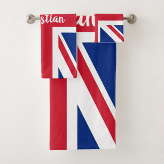 UK Union Jack British Themed Personalised Bath Towel Set