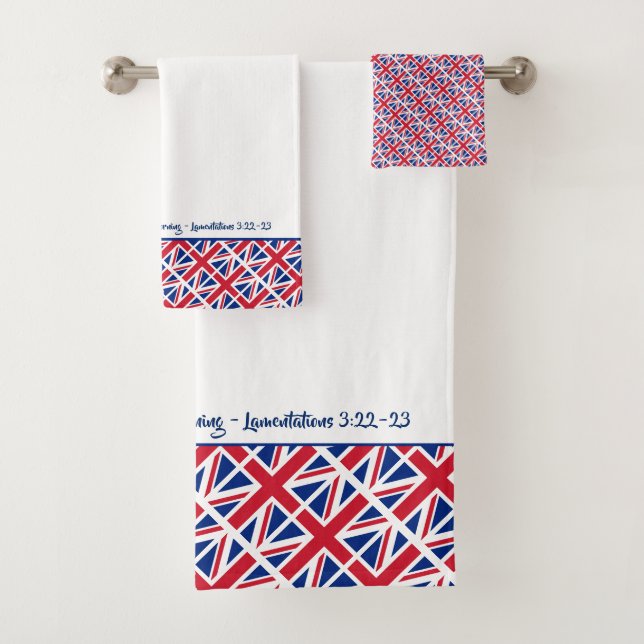 UK UNION JACK Custom Patriotic Bath Towel Set (Insitu)